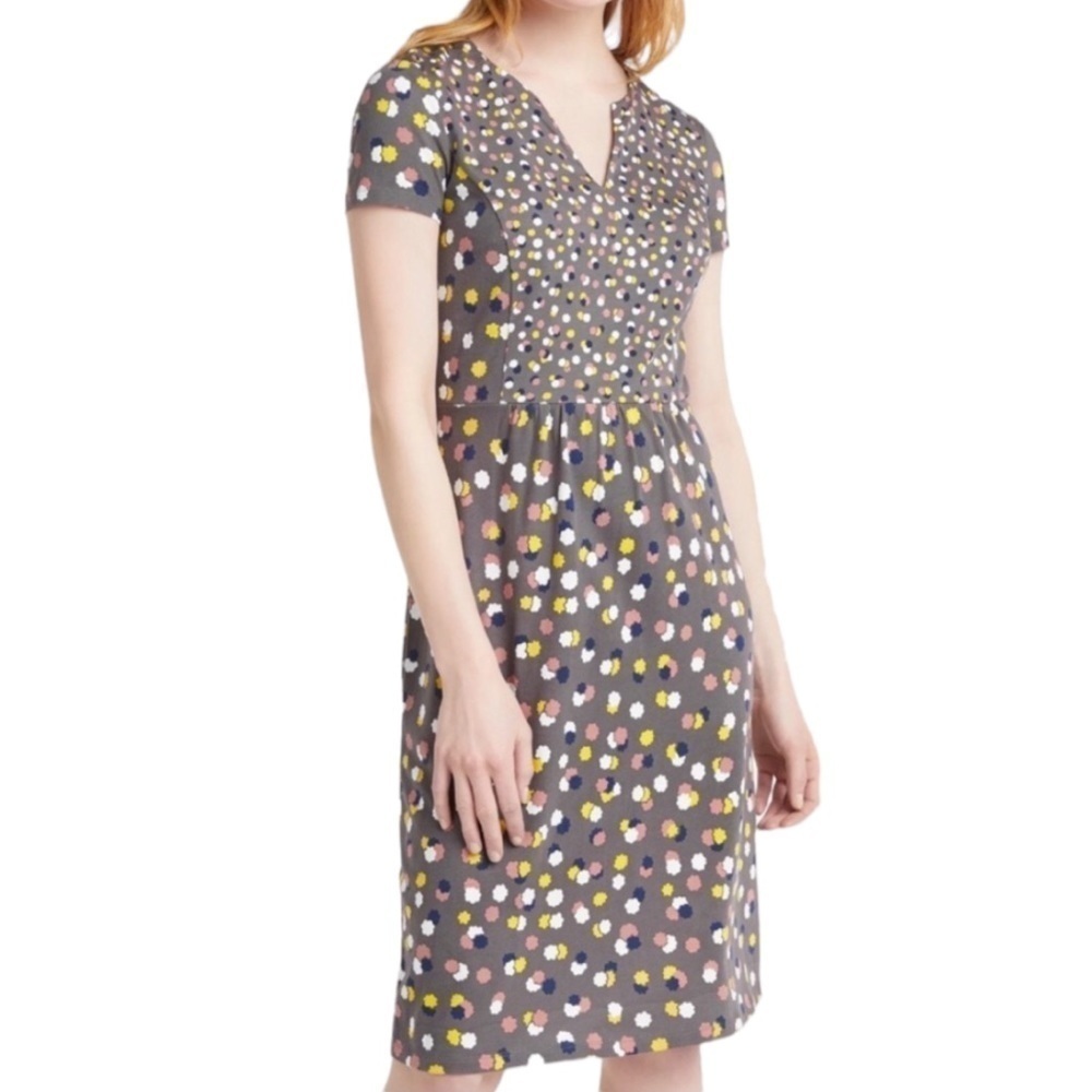 Boden Emory Jersey Short Sleeve Dress in Pewter Fallen Blossom Size 6 - Picture 1 of 11